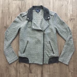 Splendid Heather Gray Knit Moto Zip Up Jacket